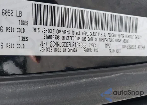 2020 Dodge Grand Caravan Sxt from USA, damaged, VIN 2C4RDGCG7LR194338